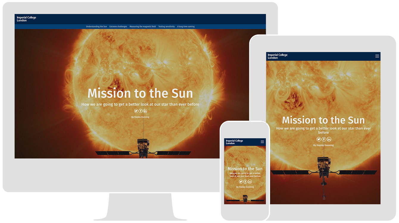 Mission to the Sun, by Imperial College London, renders responsively across all devices